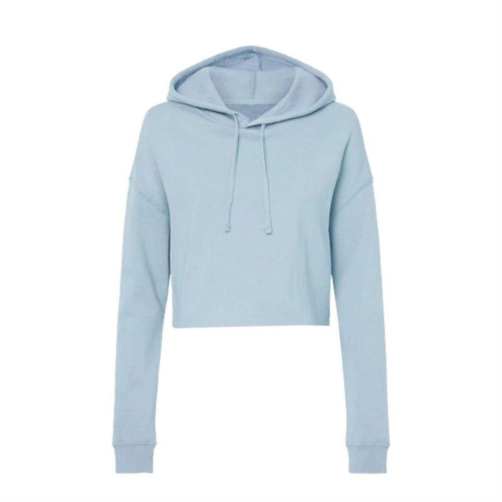 Miso Womens/Ladies Cropped Drawstring Hoodie / Blue